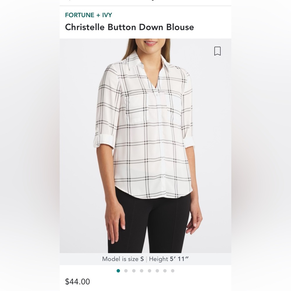 Fortune+Ivy Christelle Button Down White & Blue Striped Blouse EUC